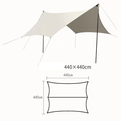 refugio de Sun del toldo de la playa del verano de la familia del tubo del hierro del poliéster 210T con la cuerda del viento